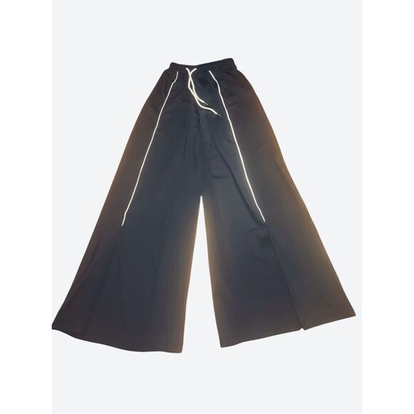 Daisy Street Wm’s Sz Med Black White Pinstripe High Rise Wide Leg Track Pants - Picture 1 of 6